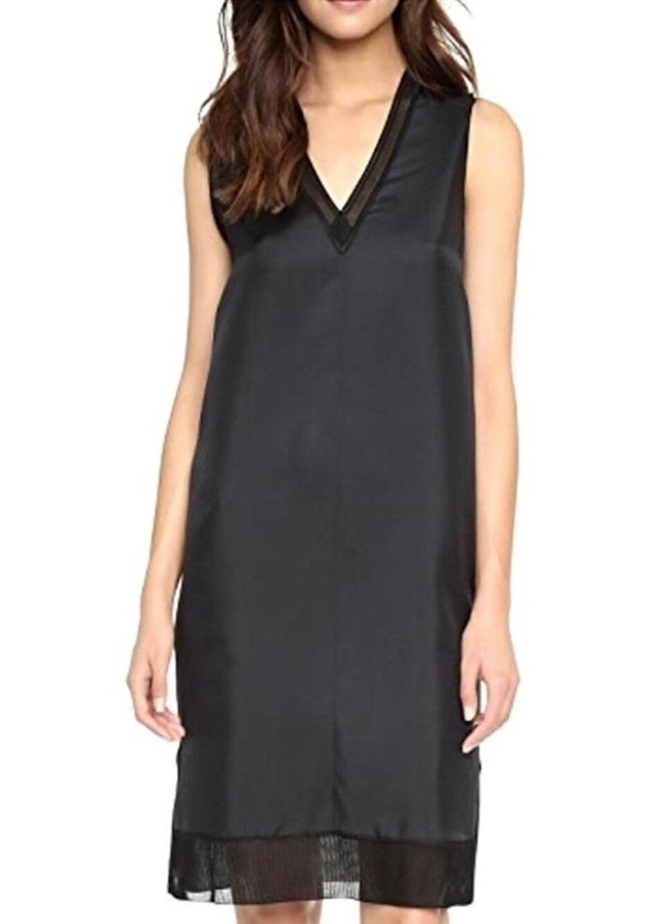 Rag & Bone Dress Maude Black Silk Twill Size M Sleeveless V-Neck Shift